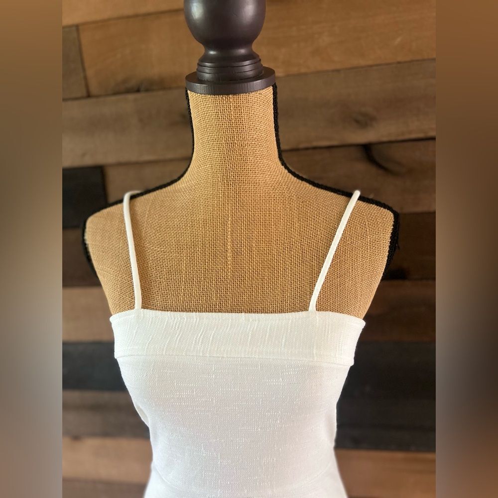 Vintage White Adjustable Strap MIDI Dress Formal Wedding - Picture 3 of 10
